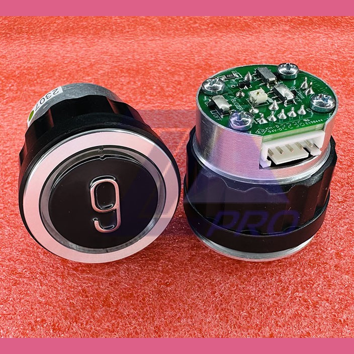 Кнопочный модуль "9" зеленая подсветка D4DUG  WELM-1101 ID:54502536.4 TRP000076 Schindler 7000