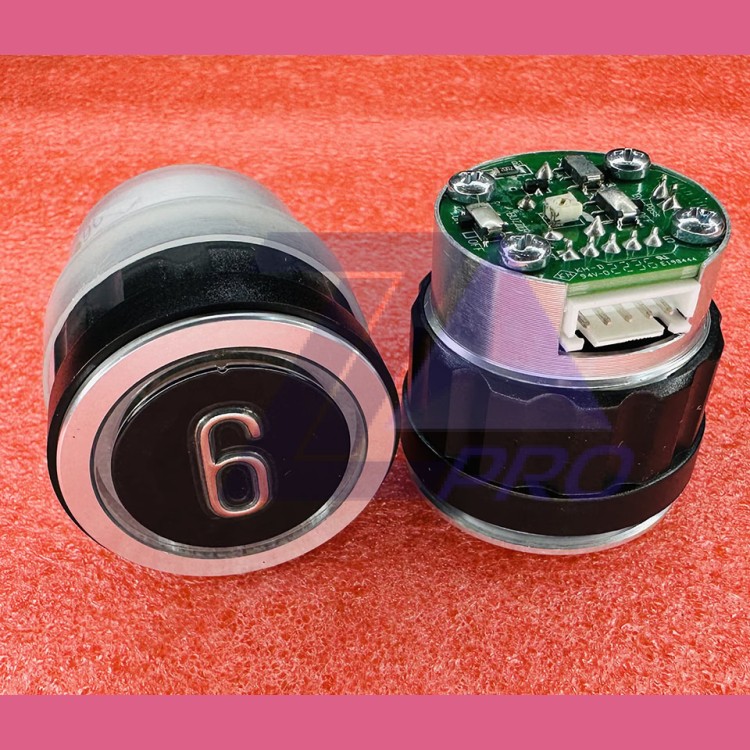 Кнопочный модуль "6" зеленая подсветка D4DUG  WELM-1101 ID:54502536.4 TRP000073 Schindler 7000